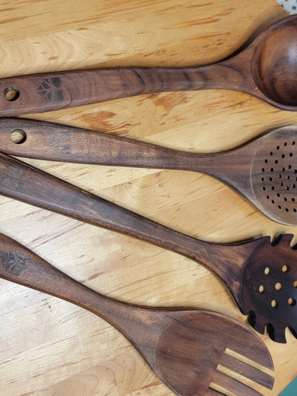 Dark Wood Kitchen Utensil Set - 10-Piece